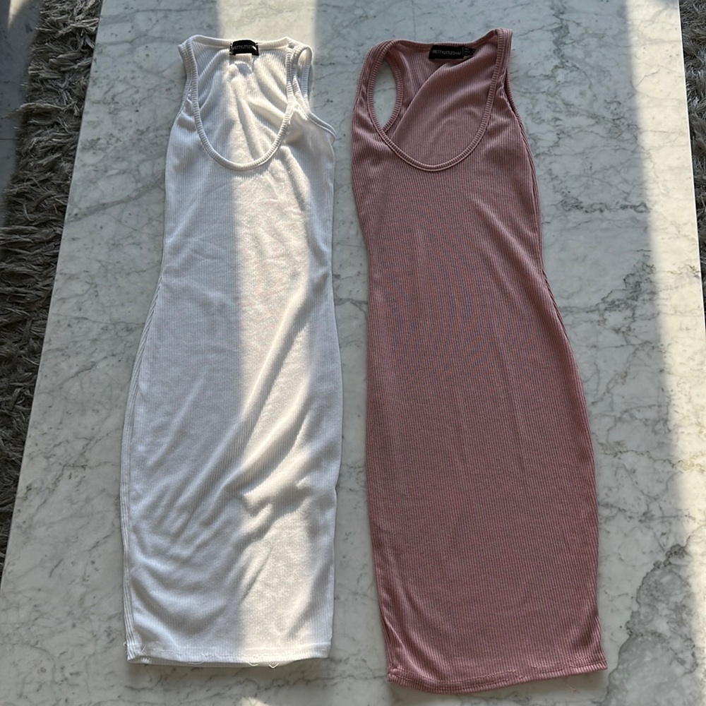 Pretty Little Thing lot of 2 midi ribbed dresses